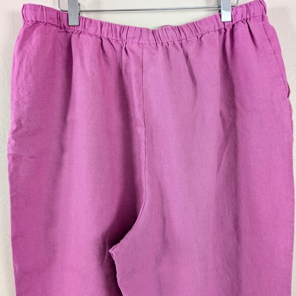 High Waisted Purple Wide Leg Linen Pants‎ with Floral Embroidery - Plus Size 18 - Picture 4 of 12